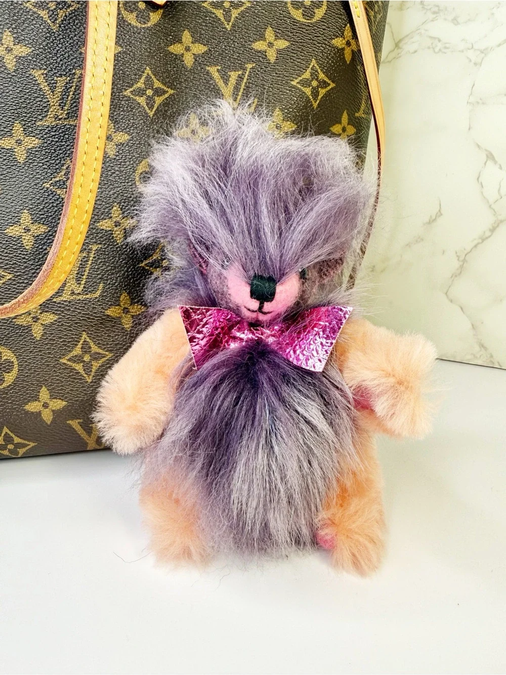Burberry Thomas Bear Pink & Lavender Pom-Pom Keychain/Bag Charm
